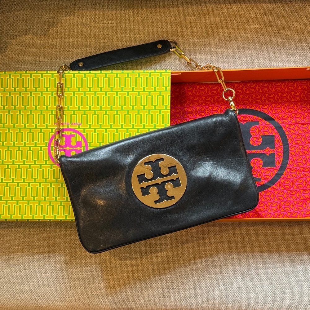 Tory Burch Reva Clutch - black leather